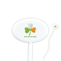 Kiss Me I'm Irish 7" Oval Plastic Stir Sticks - White - Double Sided