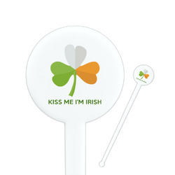 Kiss Me I'm Irish 7" Round Plastic Stir Sticks - White - Single Sided