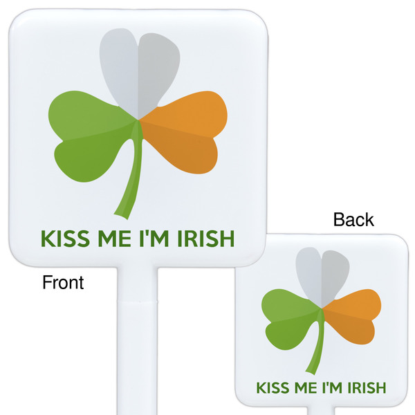 Kiss Me I'm Irish White Plastic Stir Stick - Double Sided - Approval