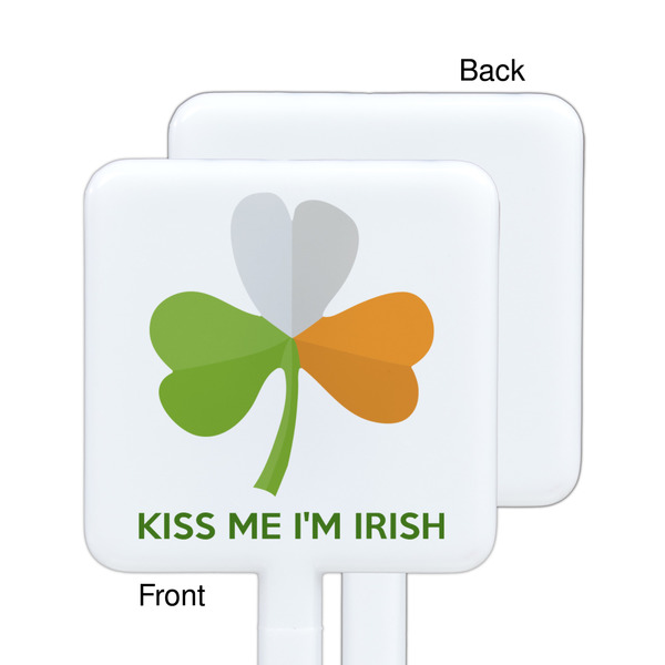 Kiss Me I'm Irish White Plastic Stir Stick - Single Sided - Square - Approval