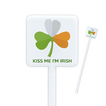 Kiss Me I'm Irish Square Plastic Stir Sticks - Single Sided
