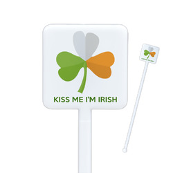 Kiss Me I'm Irish Square Plastic Stir Sticks - Double Sided