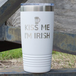 Kiss Me I'm Irish 20 oz Stainless Steel Tumbler - White - Double Sided