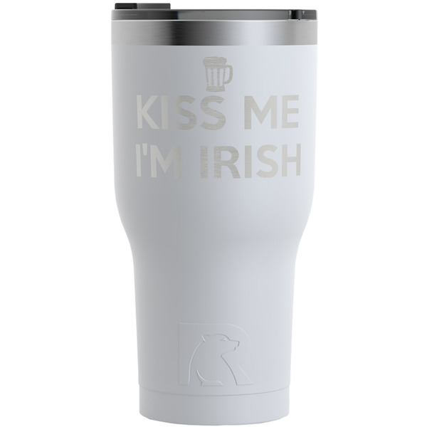 Custom Kiss Me I'm Irish RTIC Tumbler - White - Engraved Front (Personalized)