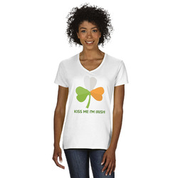 Kiss Me I'm Irish Women's V-Neck T-Shirt - White