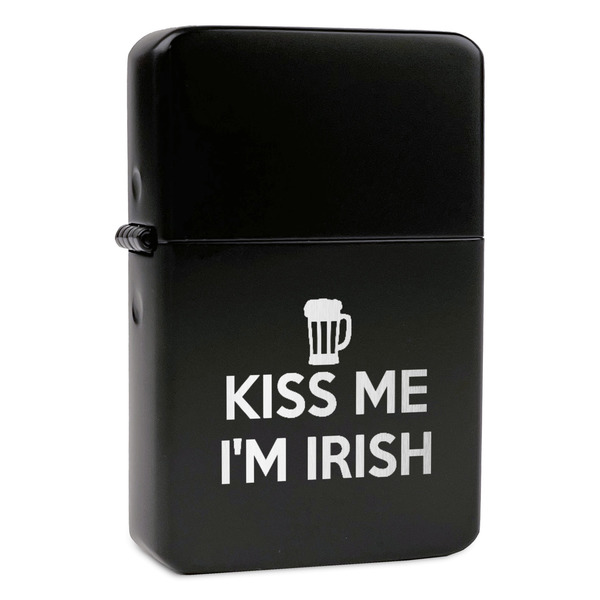 Custom Kiss Me I'm Irish Windproof Lighter - Black - Single Sided