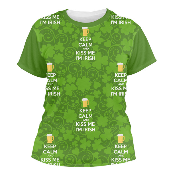 Custom Kiss Me I'm Irish Women's Crew T-Shirt - 2X Large (Personalized)