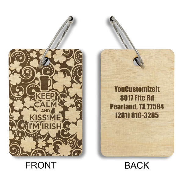 Kiss Me I'm Irish Wood Luggage Tags - Rectangle - Approval