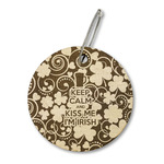 Kiss Me I'm Irish Wood Luggage Tag - Round