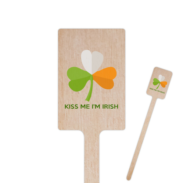 Custom Kiss Me I'm Irish 6.25" Rectangle Wooden Stir Sticks - Single Sided