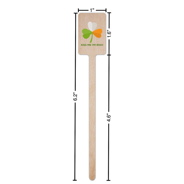 Kiss Me I'm Irish Wooden 6.25" Stir Stick - Rectangular - Dimensions