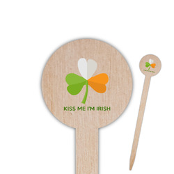 Kiss Me I'm Irish 6" Round Wooden Food Picks - Single Sided