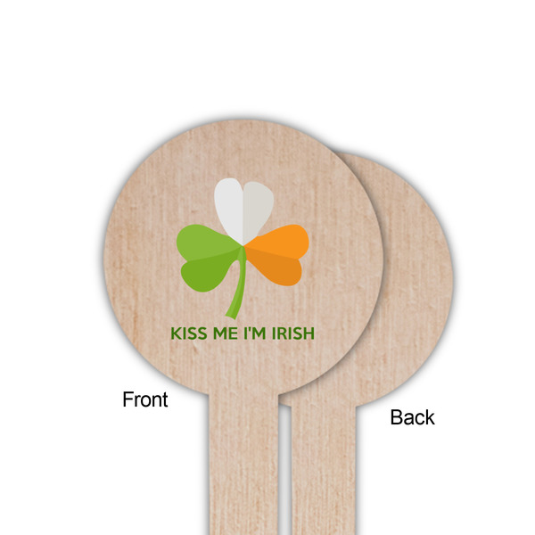 Kiss Me I'm Irish Wooden 6" Food Pick - Round - Single Sided - Front & Back