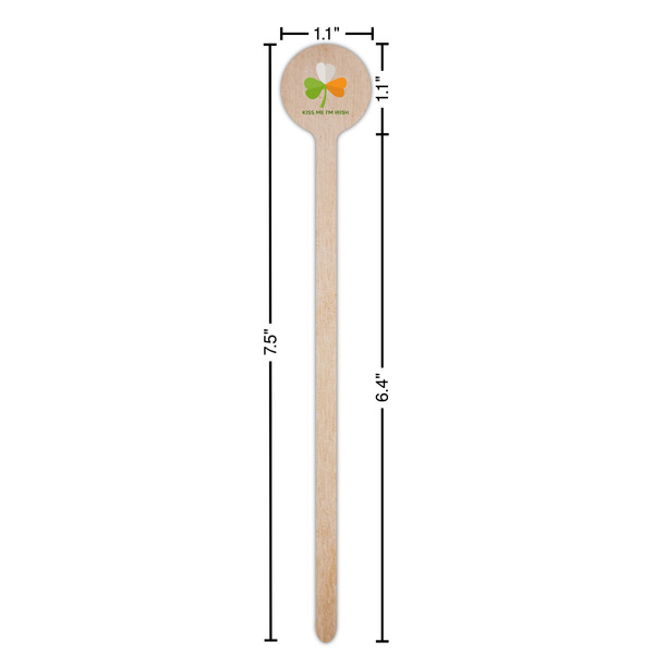 Kiss Me I'm Irish Wooden 7.5" Stir Stick - Round - Dimensions
