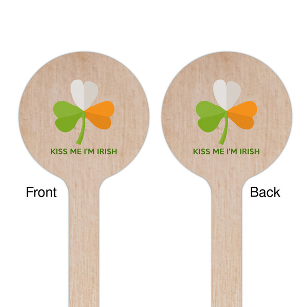 Kiss Me I'm Irish Wooden 7.5" Stir Stick - Round - Double Sided - Front & Back