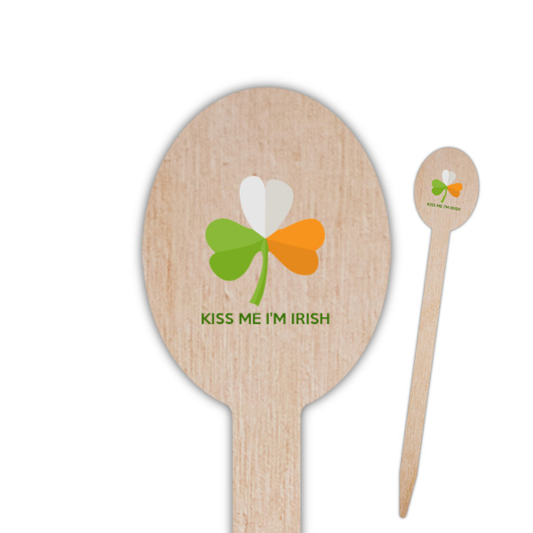 Custom Kiss Me I'm Irish Oval Wooden Food Picks - Single Sided