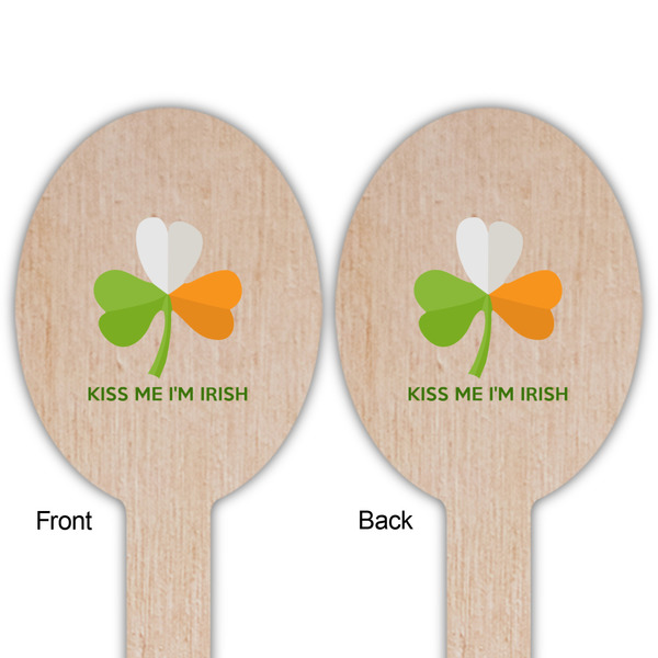Kiss Me I'm Irish Wooden Food Pick - Oval - Double Sided - Front & Back