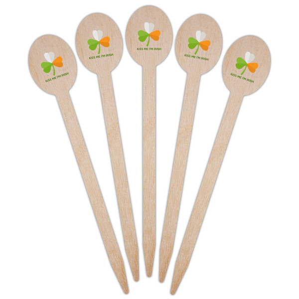 Kiss Me I'm Irish Wooden Food Pick - Oval - Fan View