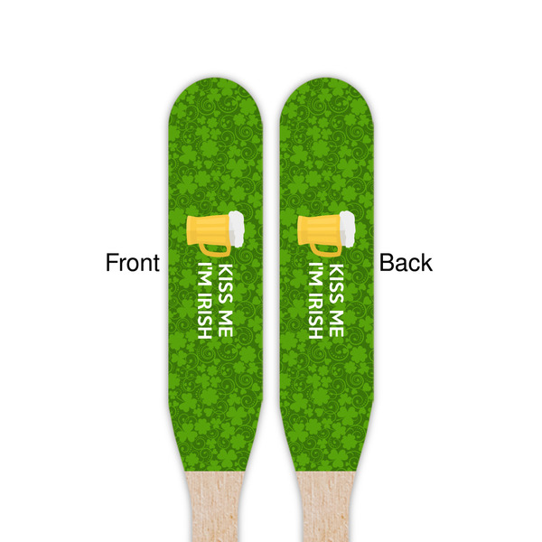 Kiss Me I'm Irish Wooden Food Pick - Paddle - Double Sided - Front & Back