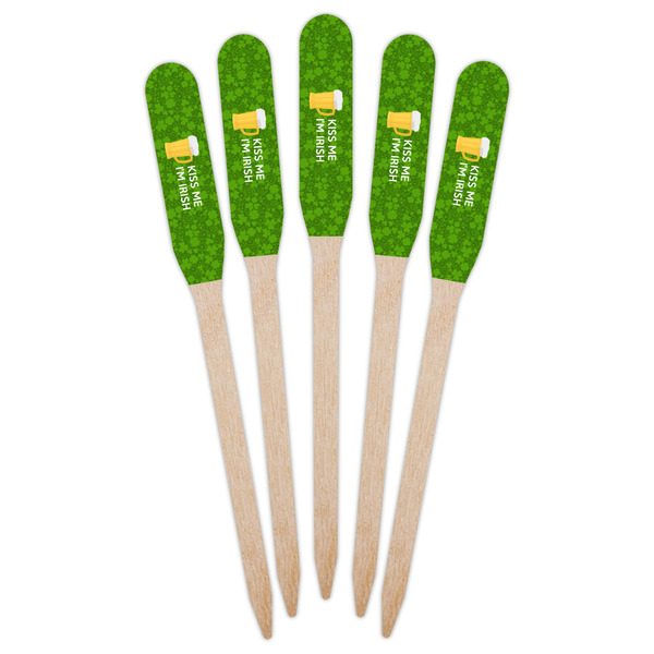 Kiss Me I'm Irish Wooden Food Pick - Paddle - Fan View