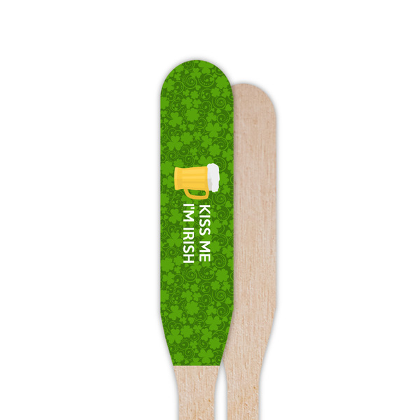 Kiss Me I'm Irish Wooden Food Pick - Paddle - Single Sided - Front & Back