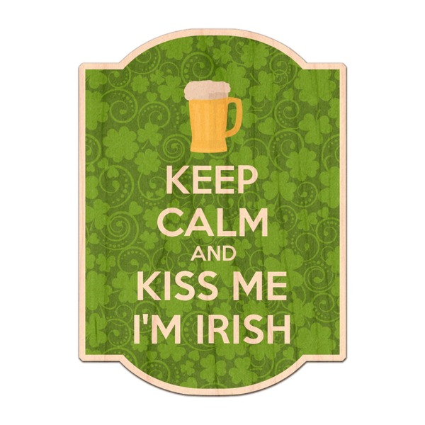Custom Kiss Me I'm Irish Genuine Maple or Cherry Wood Sticker (Personalized)