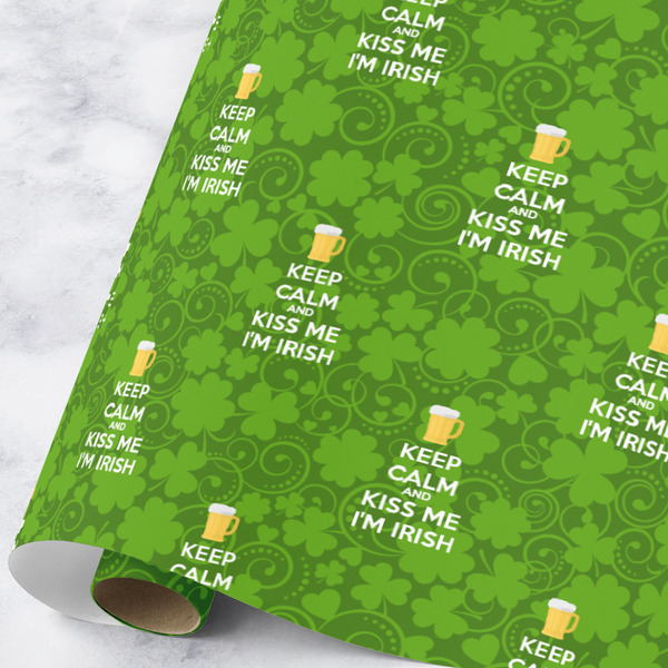 Custom Kiss Me I'm Irish Wrapping Paper Roll - Large