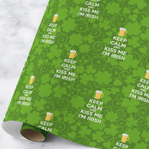 Custom Kiss Me I'm Irish Wrapping Paper Roll - Large - Matte