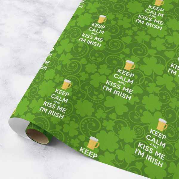 Custom Kiss Me I'm Irish Wrapping Paper Roll - Medium - Matte