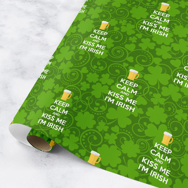 Custom Kiss Me I'm Irish Wrapping Paper Roll - Medium