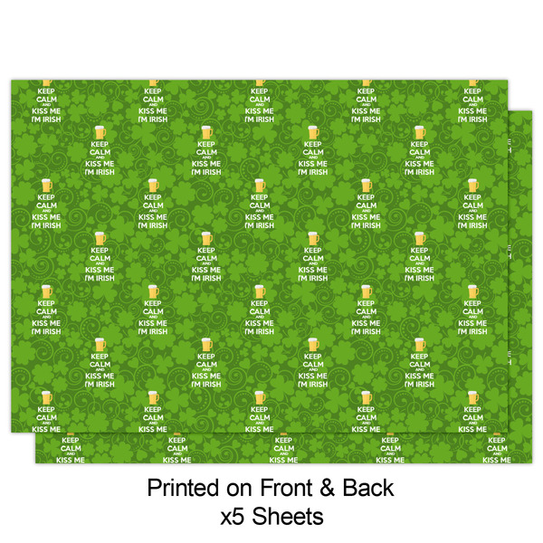 Kiss Me I'm Irish Wrapping Paper Sheet - Double Sided - Front