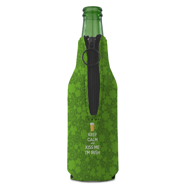 Kiss Me I'm Irish Zipper Bottle Cooler - BACK (bottle)
