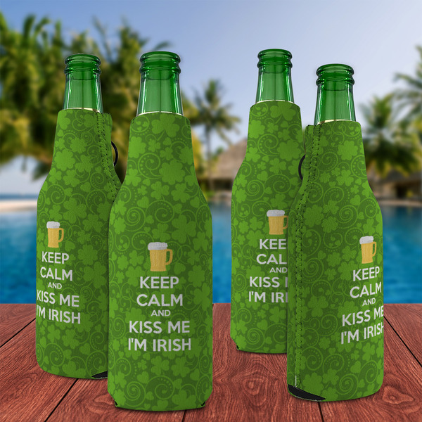 Kiss Me I'm Irish Zipper Bottle Cooler - Set of 4 - LIFESTYLE