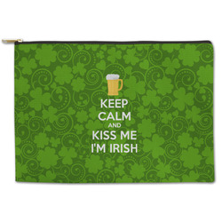 Kiss Me I'm Irish Zipper Pouch - Large - 12.5"x8.5" (Personalized)