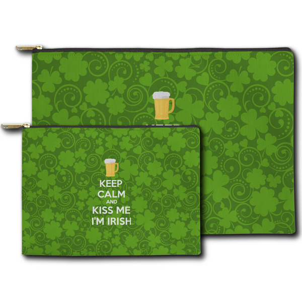 Kiss Me I'm Irish Zippered Pouches - Size Comparison