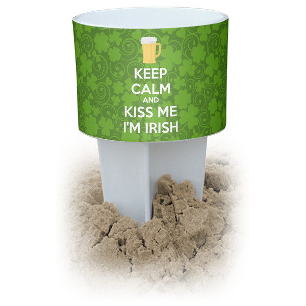 Custom Kiss Me I'm Irish White Beach Spiker Drink Holder (Personalized)