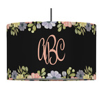 Boho Floral 12" Drum Pendant Lamp - Fabric (Personalized)