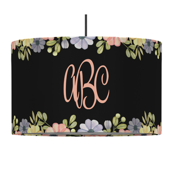 Custom Boho Floral 12" Drum Pendant Lamp - Fabric (Personalized)