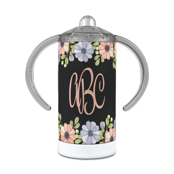 Custom Boho Floral 12 oz Stainless Steel Sippy Cup (Personalized)