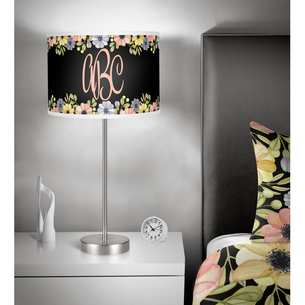 Boho Floral 13 inch drum lamp shade - in room