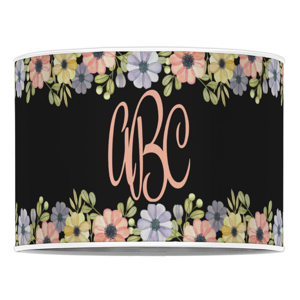 Boho Floral 16" Drum Lampshade - FRONT (Poly Film)