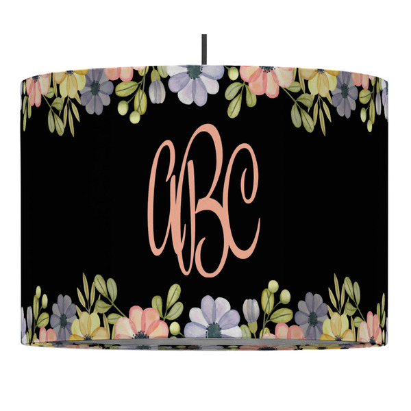 Custom Boho Floral 16" Drum Pendant Lamp - Fabric (Personalized)