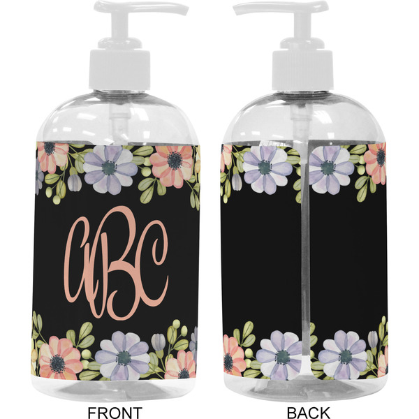 Boho Floral 16 oz Plastic Liquid Dispenser- Approval- White