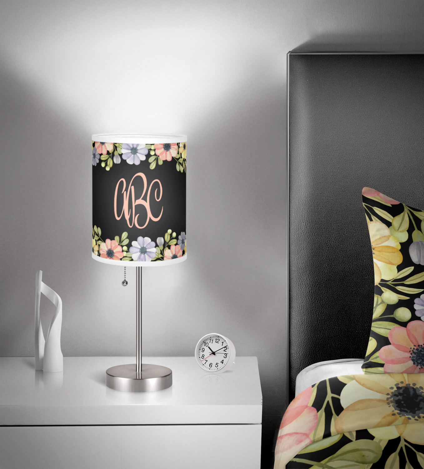 Boho Floral 7" Drum Lamp with Shade (Personalized) YouCustomizeIt