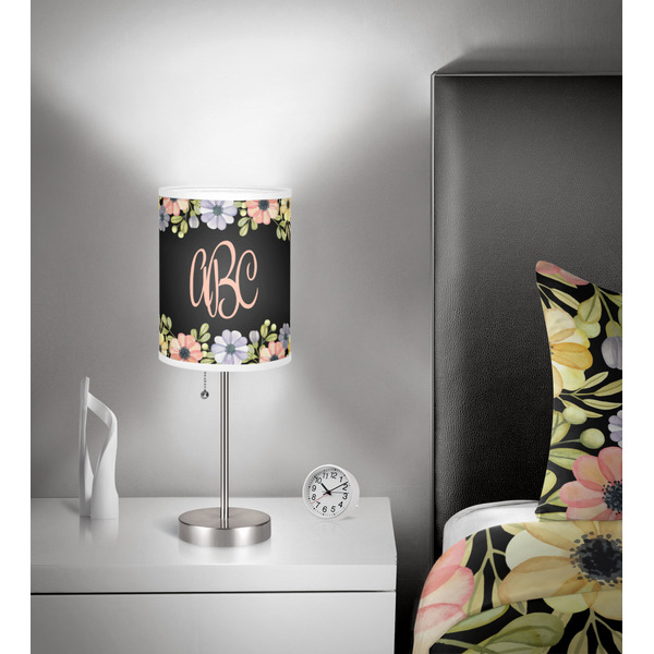 Boho Floral 7 inch drum lamp shade - in room