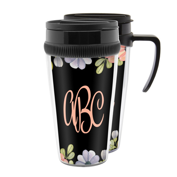 Custom Boho Floral Acrylic Travel Mug (Personalized)
