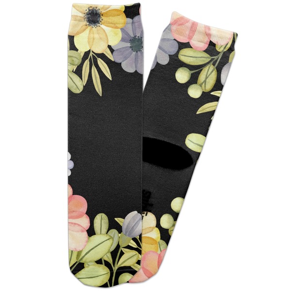 Custom Boho Floral Adult Crew Socks