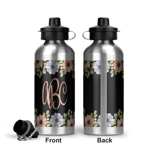 Boho Floral Aluminum Water Bottle - Front and Back