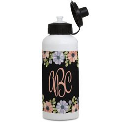 Boho Floral Water Bottles - Aluminum - 20 oz - White (Personalized)