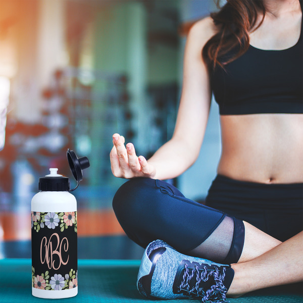 Boho Floral Aluminum Water Bottle - White LIFESTYLE